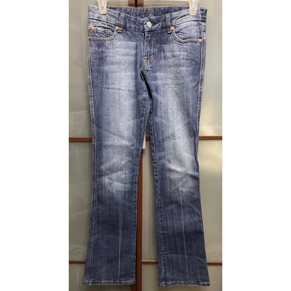 7 For All Mankind Vintage Y2K 90s Womans Embroidered Rhinestone A Pocket Size 25 - Picture 2 of 13